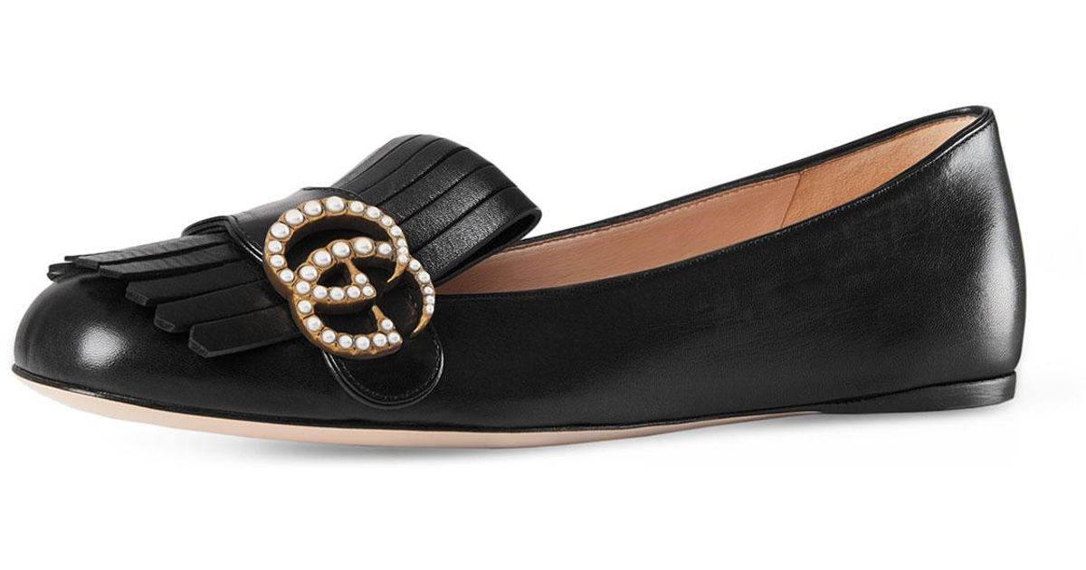 gucci marmont suede ballerina flat