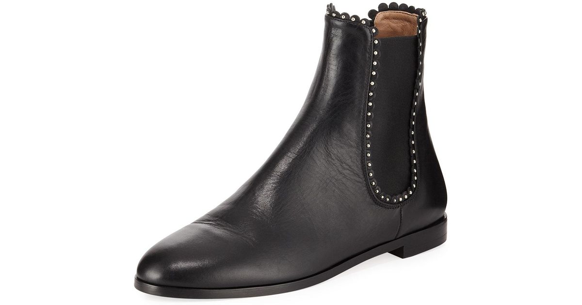 studded black flat boots