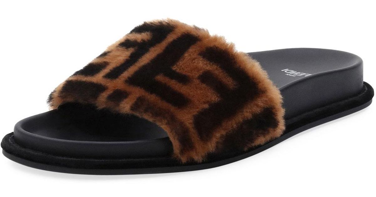 fendi fur sliders
