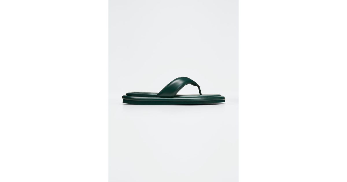 Gia Borghini Puffy Leather Flip Flops in Green | Lyst