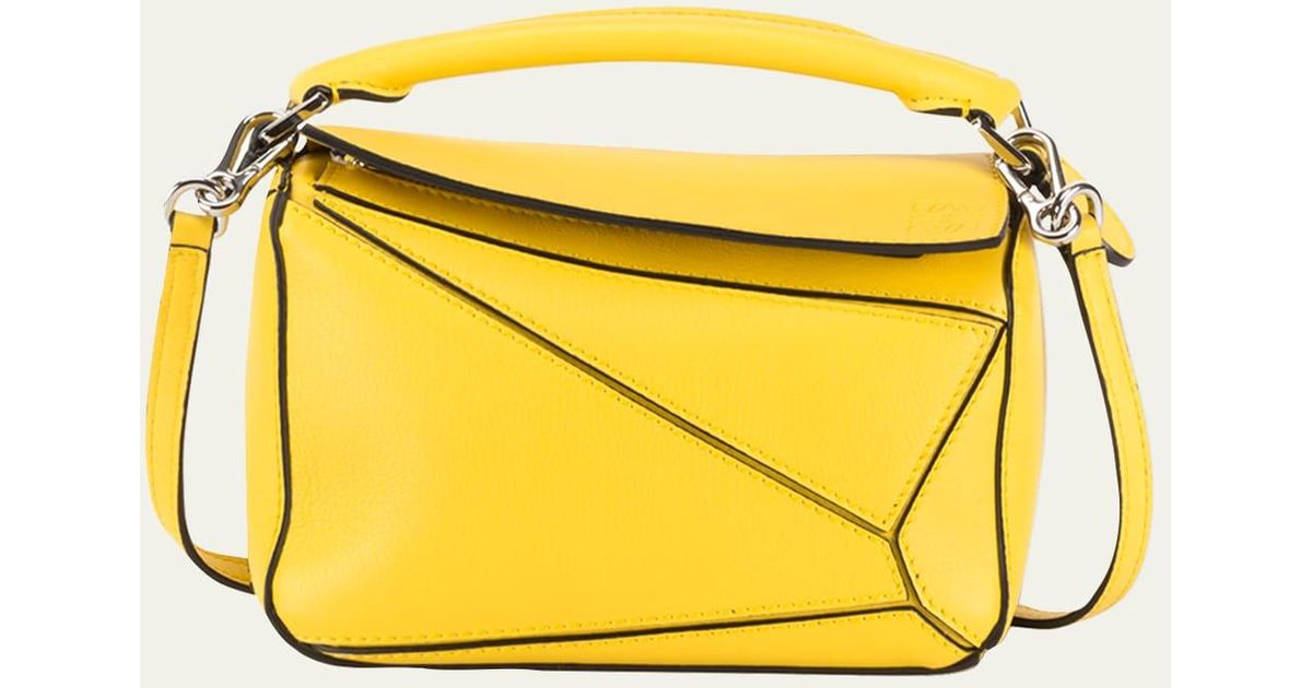 Loewe Puzzle Mini Classic Satchel Bag in Yellow Lyst