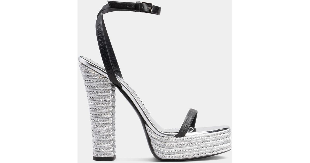 Tom ford metallic discount rope ankle-strap platform sandals