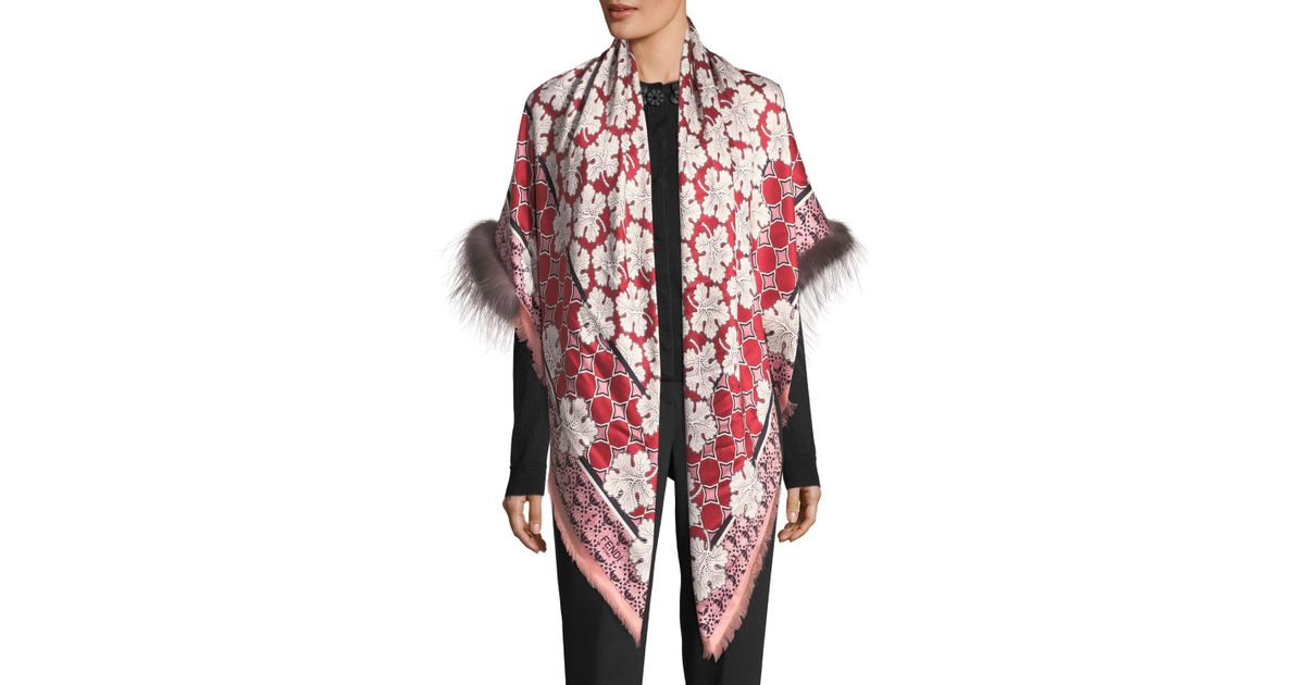 fendi fur trimmed shawl