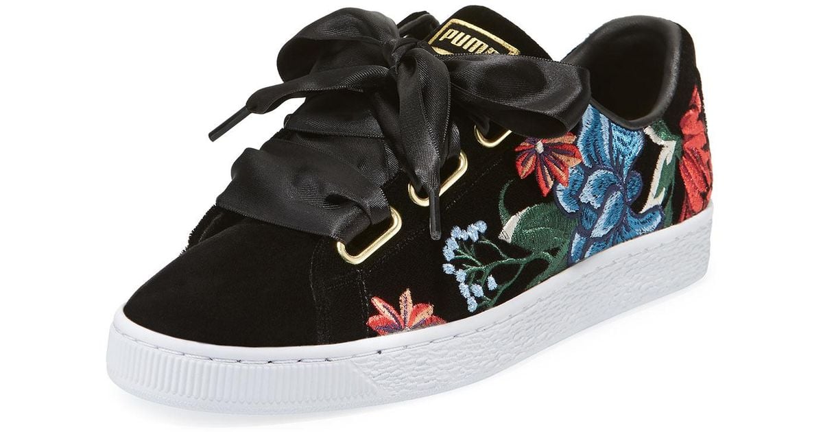 puma basket heart embroidered