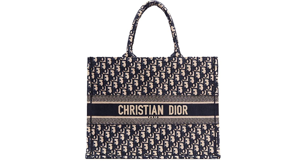 dior book tote bag in embroidered canvas