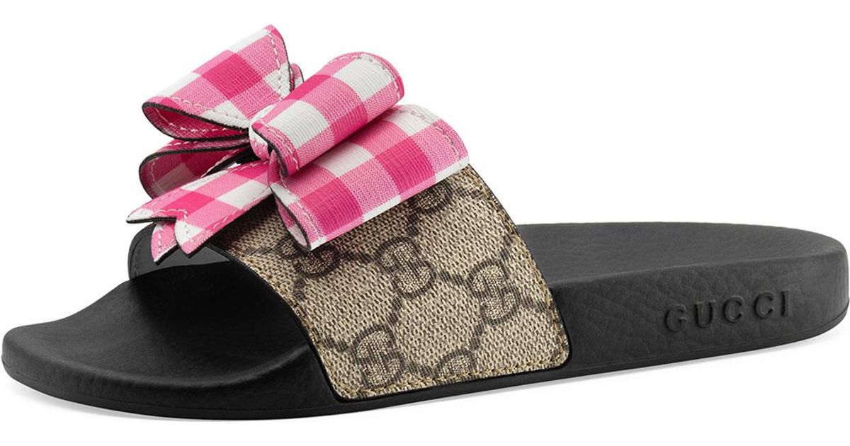 gucci slides with a bow