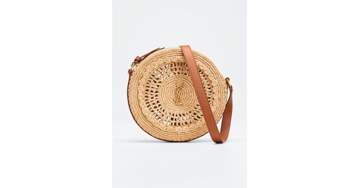 ysl round raffia crossbody bag