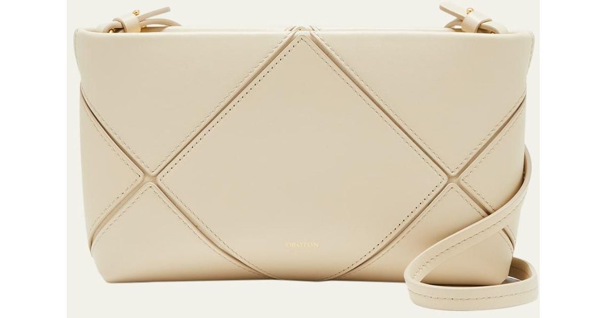 Oroton Patch Leather Zip Crossbody Bag in Natural Lyst