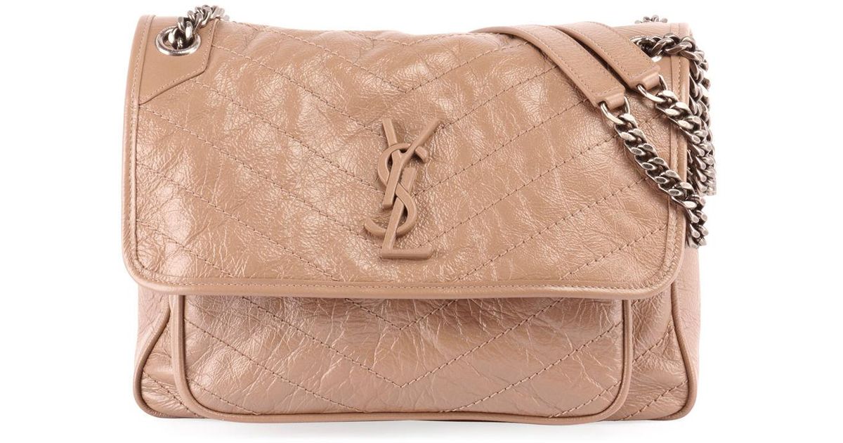 niki medium monogram ysl shiny waxy quilted shoulder bag