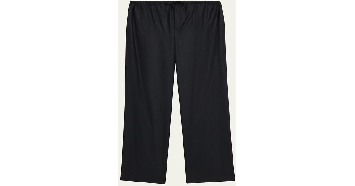 The Row Xon Wool Flannel Relaxed-Fit Drawstring Pants in Blue for 