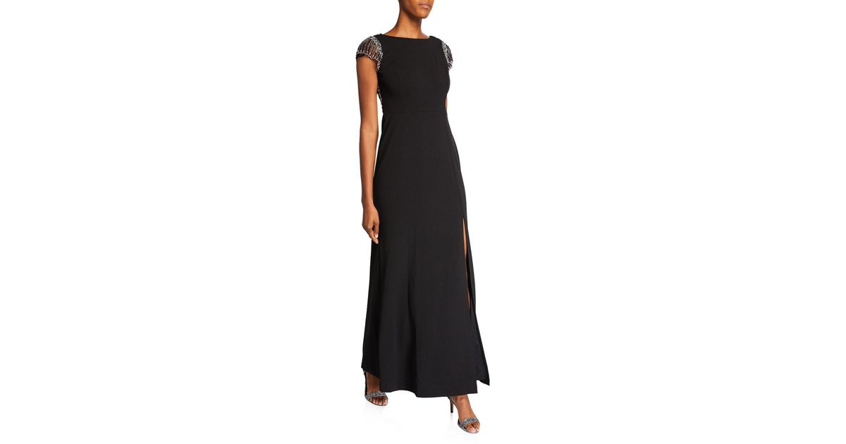 Aidan Mattox Synthetic Embellished Back Gown in Black - Save 32% - Lyst