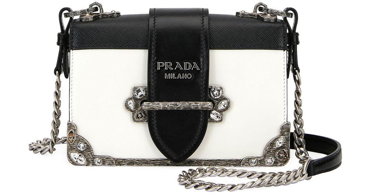 prada cahier embroidered shoulder bag