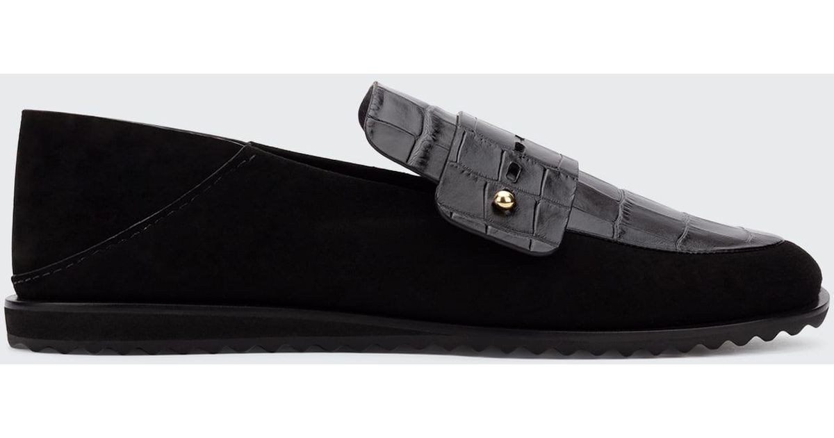 MERCEDES CASTILLO Freida Stepdown Leather Loafers in Black | Lyst