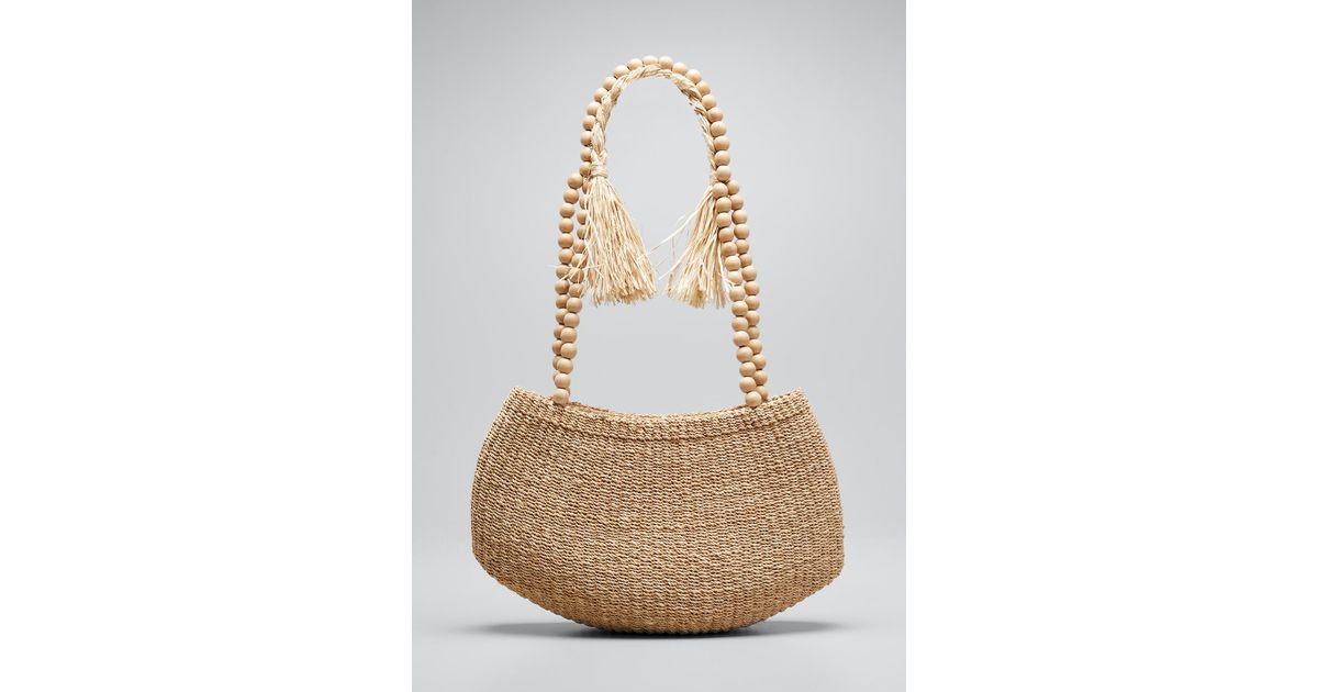 Aranaz Bermuda Beaded Raffia Shoulder Bag in Natural Lyst