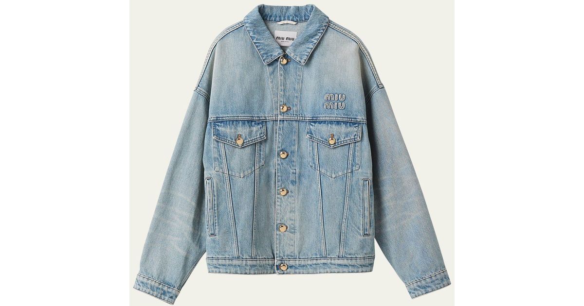 Miu Miu Oversized Denim Jacket in Blue | Lyst