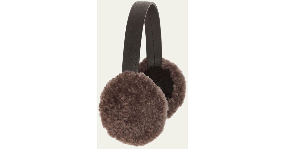 Teddy Shearling & Leather Earmuffs Lyst