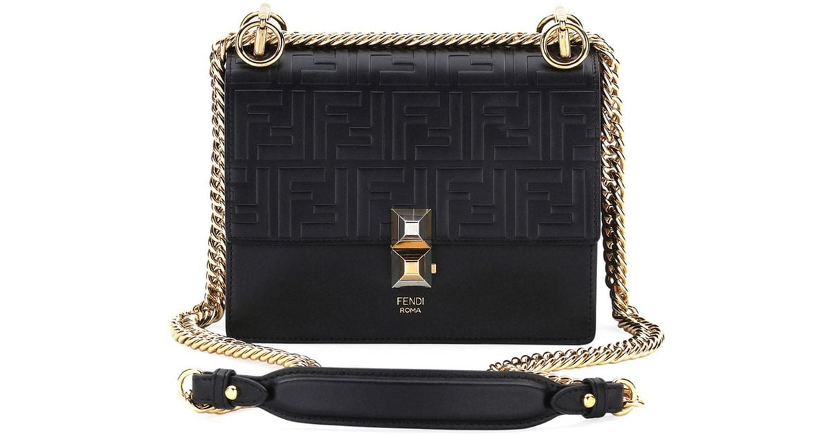 fendi kan i ff embossed shoulder bag