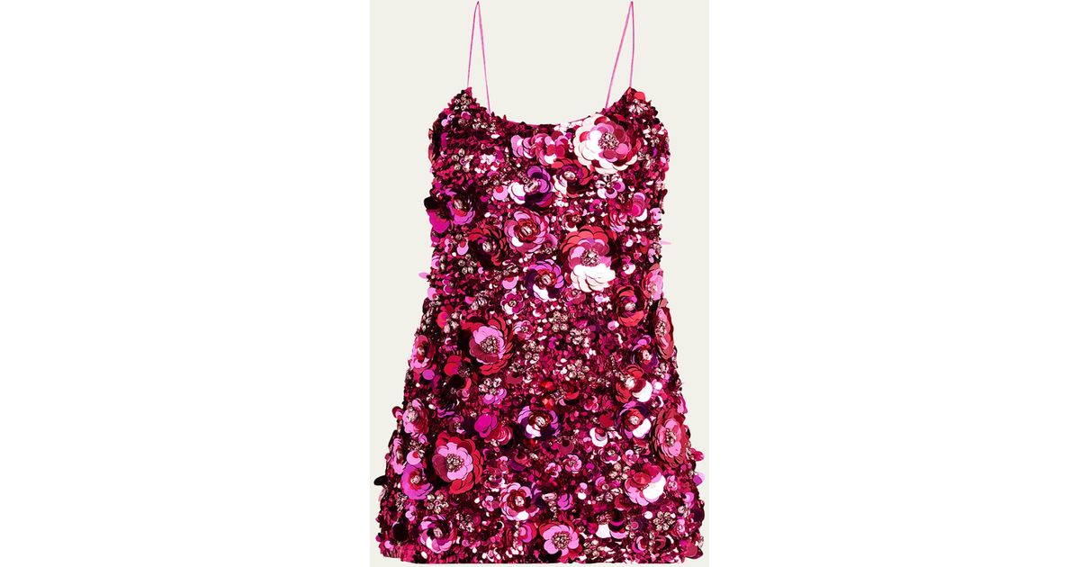 LoveShackFancy Rutherford Sequined Mini Dress in Red | Lyst