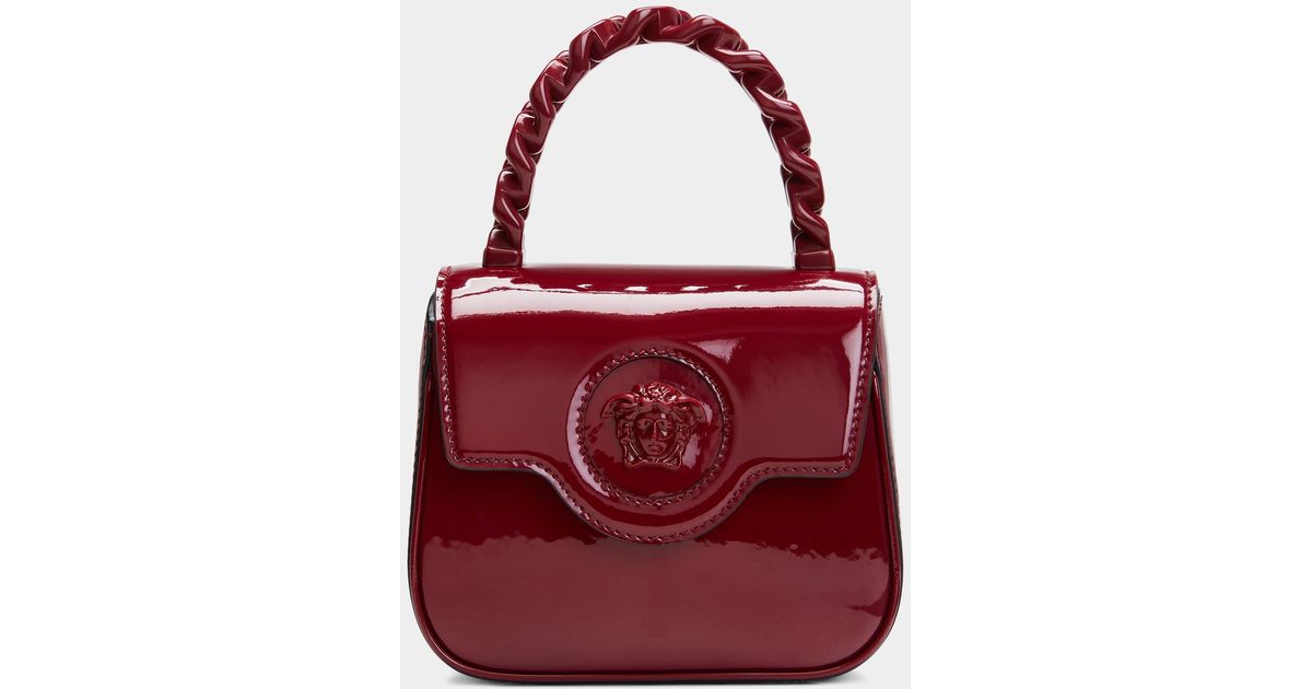 Versace Medusa Patent Chain Top-handle Crossbody Bag in Red