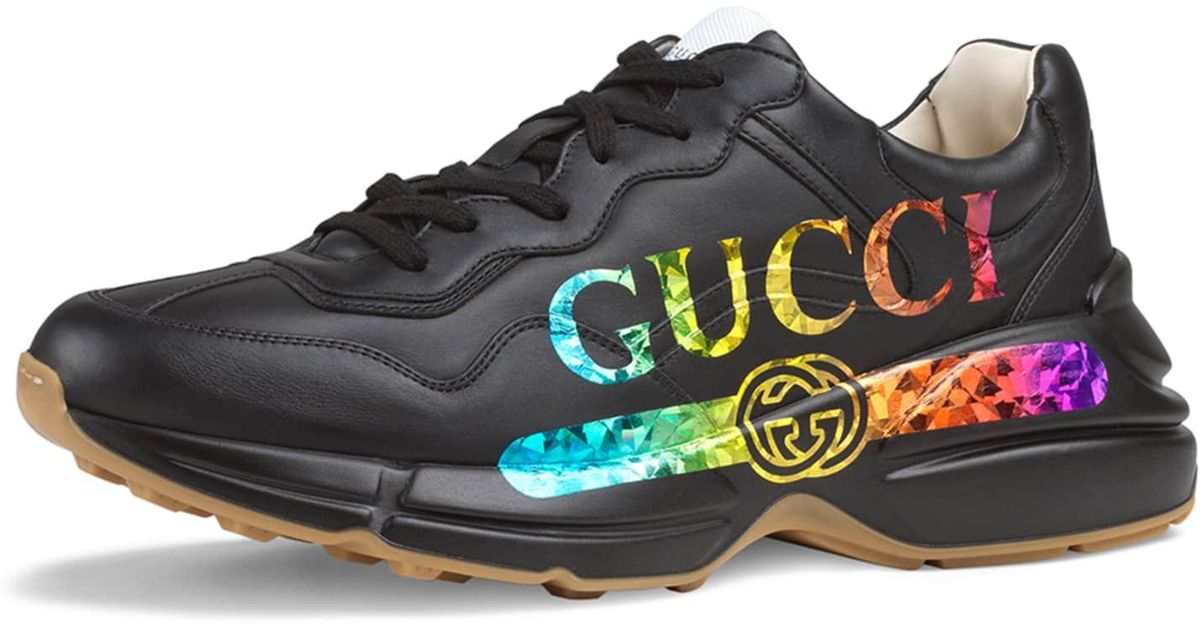 Gucci Rhyton Logo Sneakers in Black - Lyst