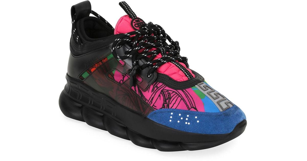 versace chain reaction black multicolor rubber suede