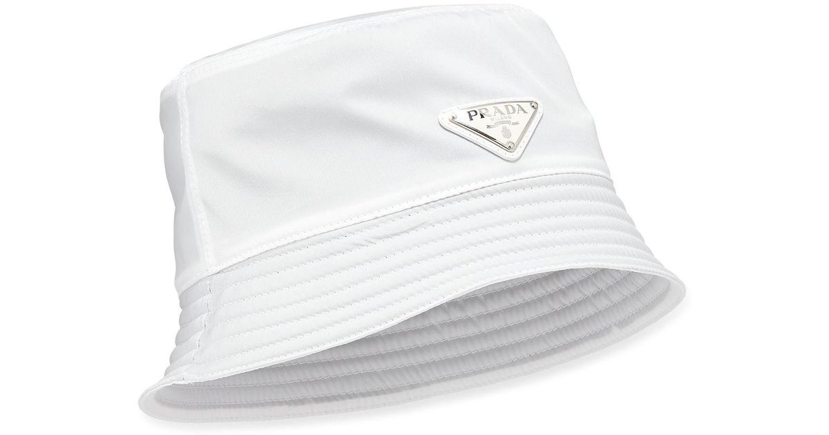 White Prada Bucket Hat Hot Sale, 56 