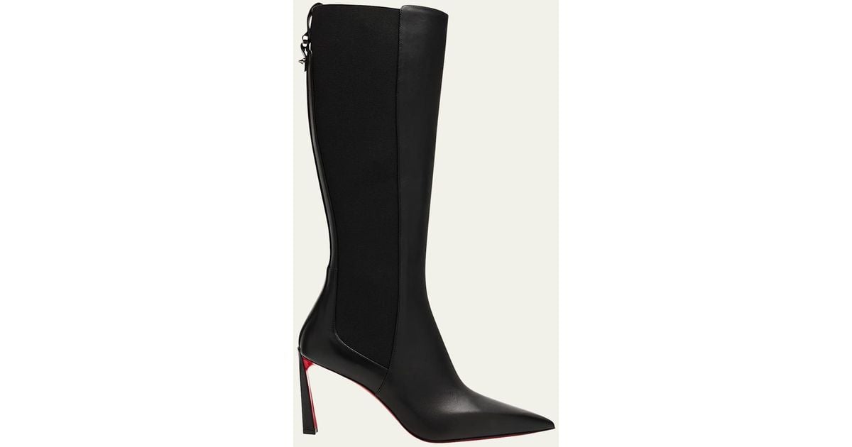 Christian Louboutin 85Mm Condodo Leather Knee-High Boots in Black | Lyst