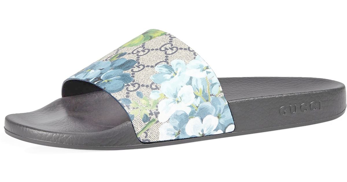 floral gucci flip flops