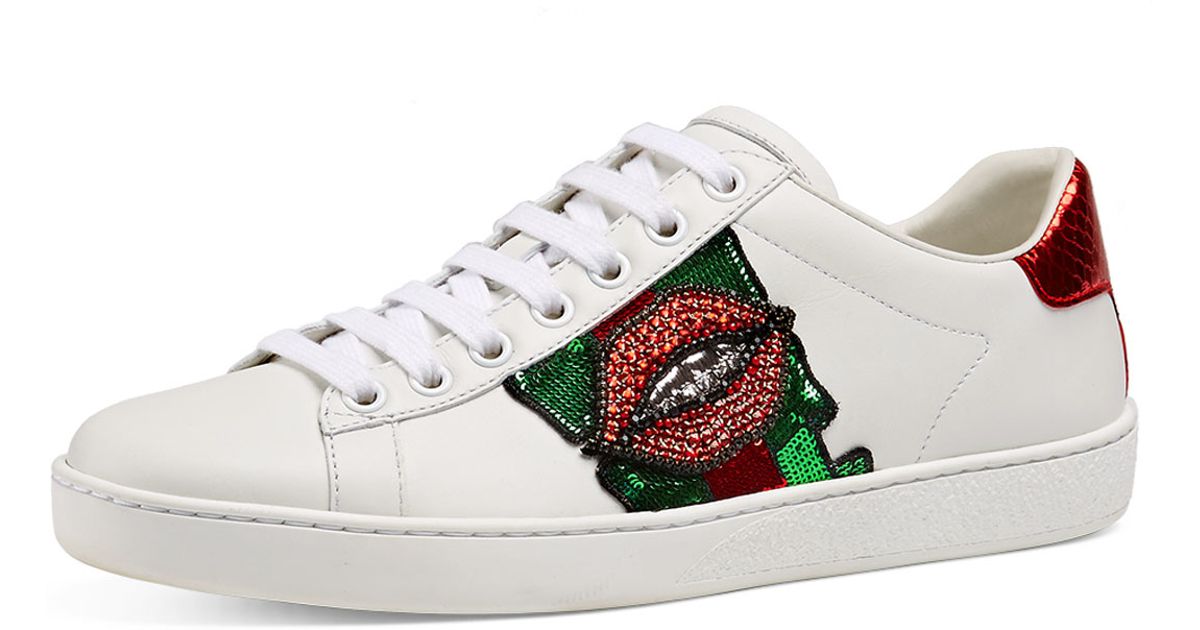 Gucci Leather New Ace Lips Low-top 