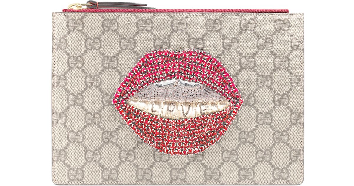 gucci clutch with lips