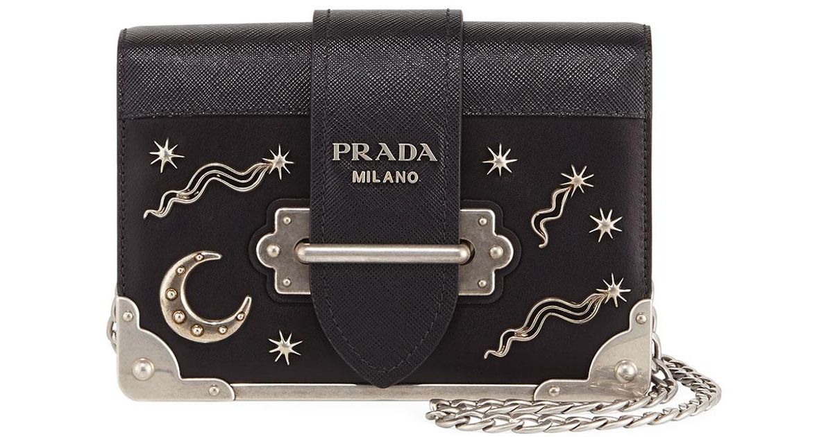 Prada Cahier Small Stars Moon Trunk Crossbody Bag in Black | Lyst