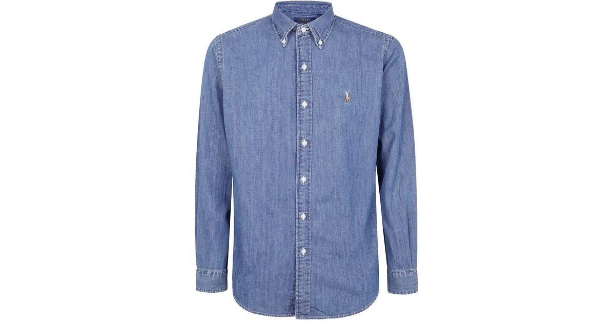 Polo Ralph Lauren Long Sleeve Sport Shirt in Blue for Men | Lyst UK
