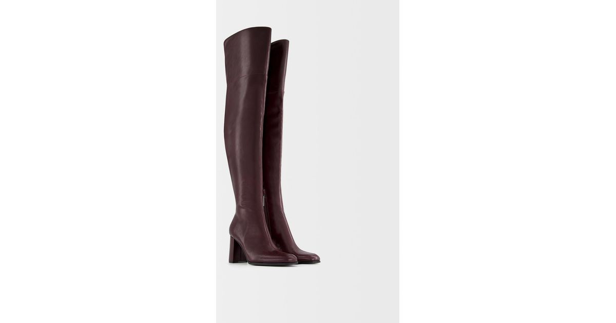 bershka knee high suede boots