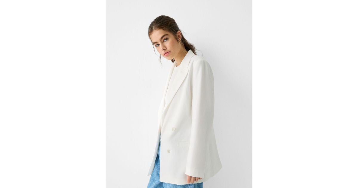 Bershka white blazer outlet