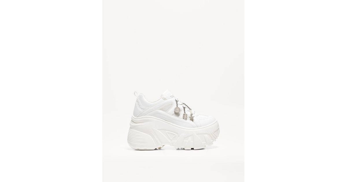 bershka white platform sneakers