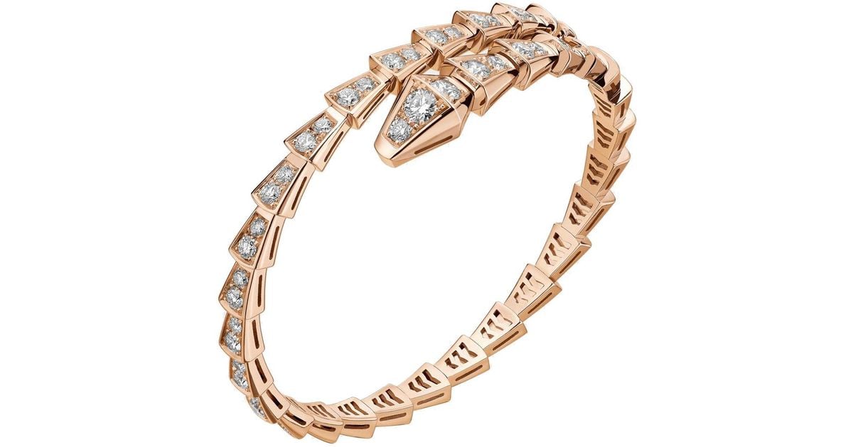BVLGARI 18k Rose Gold & Diamond "serpenti" Bracelet in Metallic - Lyst