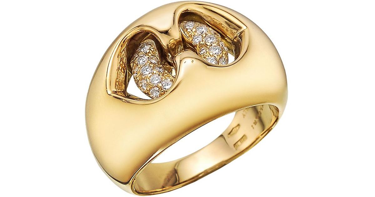 18k Yellow Gold \u0026 Diamond Dome Ring 