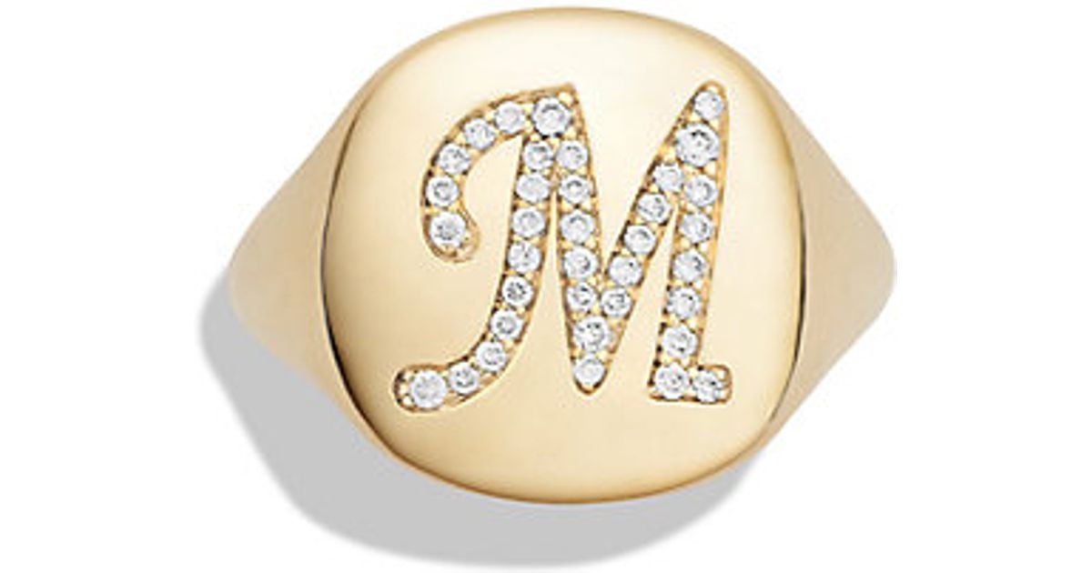 David yurman Dy Initial Pinky Ring With Diamonds In 18k Gold in Gold (M