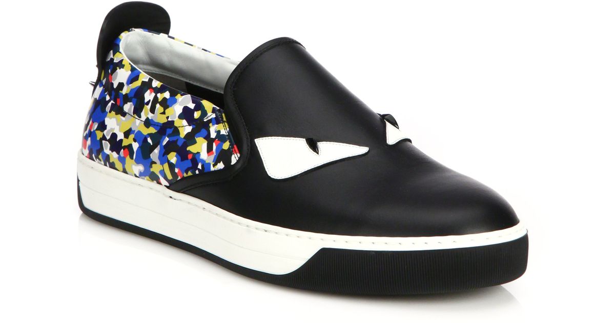 fendi monster slip ons