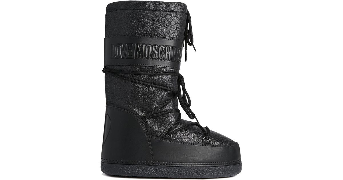 Love Moschino Quilted Faux-Leather Boots in Black - Lyst