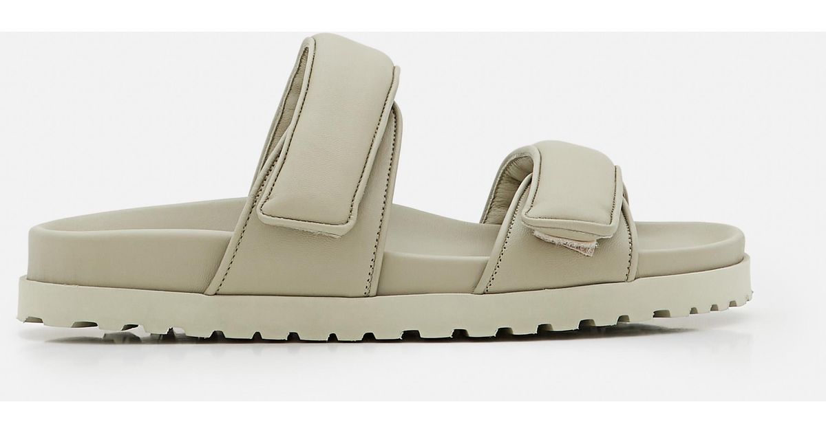 Gia Borghini Leather Double Straps Sandals in Green - Lyst