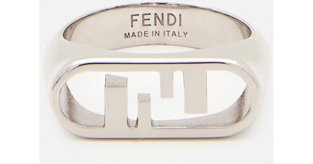 Fendi Ff Oval Ring in Silver (Metallic) for Men - Lyst