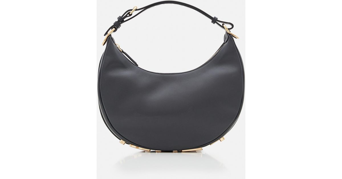 Fendi Grace Graphy Leather Shoulder Bag in Black (Blue) | Lyst