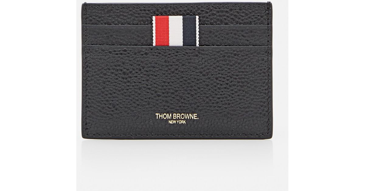 Thom Browne Leather Card Holder W/ Note Compartment in Black for Men - Lyst