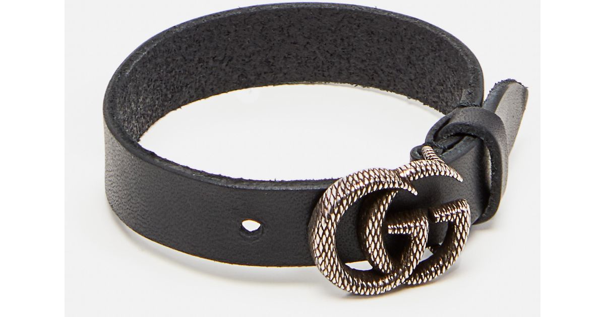 Engraved Double G Leather Bracelet 