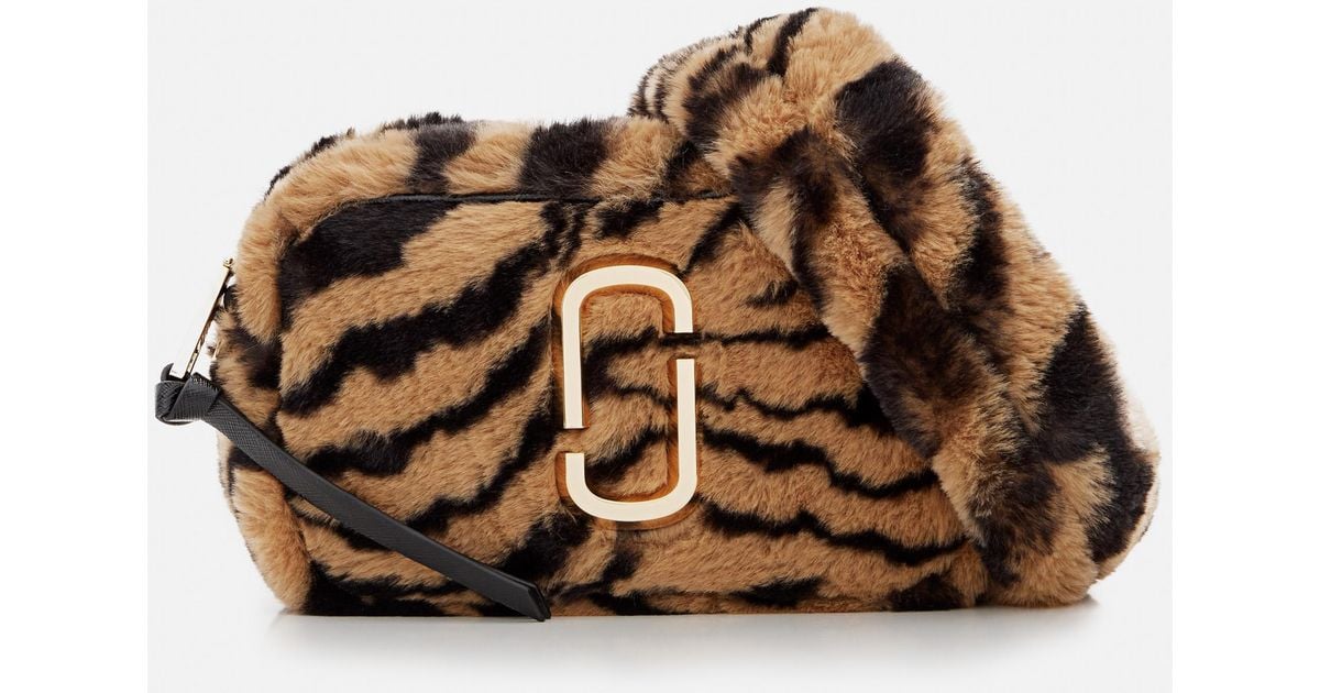 Marc Jacobs Snapshot Tiger Stripe Faux Fur Shoulder Bag in Brown Lyst