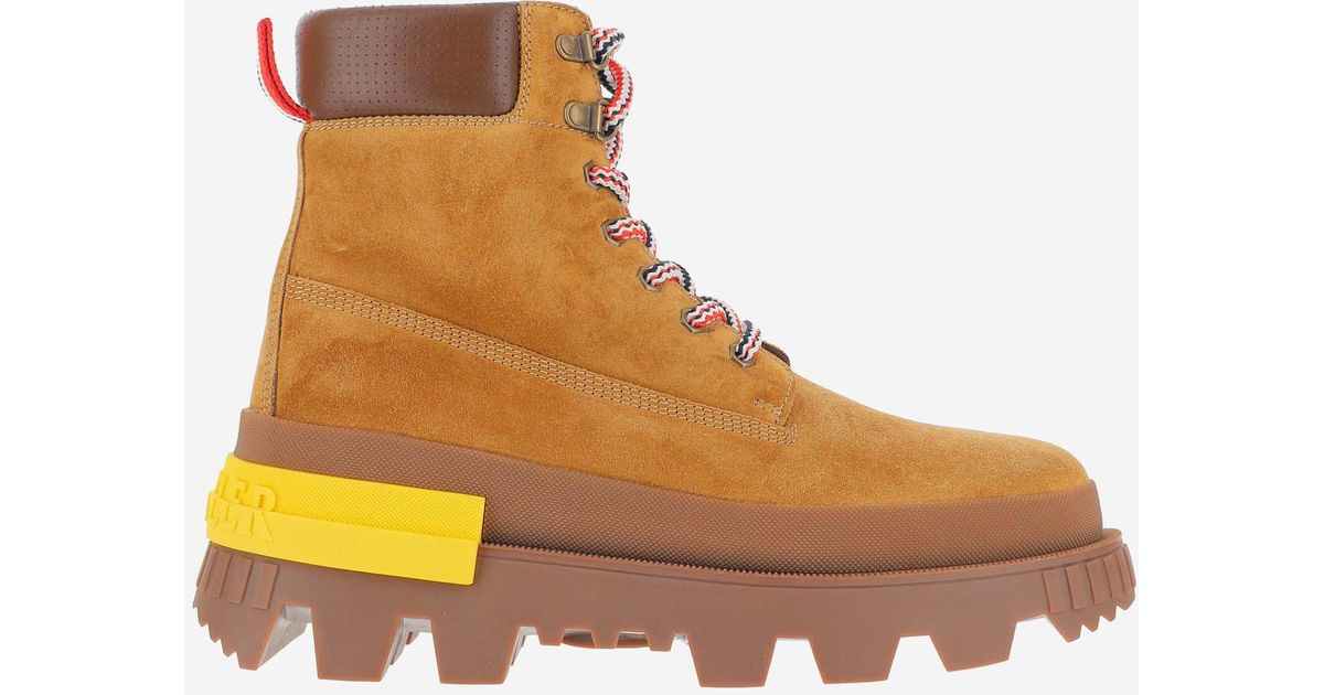 Moncler Suede Mon Corp Lace-up Boots in Beige (Brown) for Men | Lyst