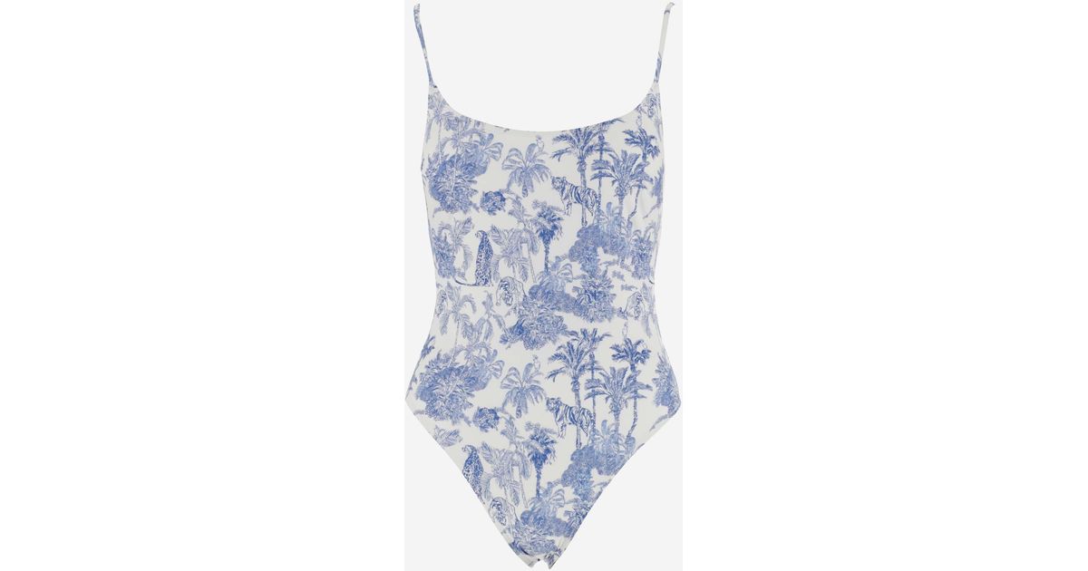 Mc2 Saint Barth Synthetic Toile De Jouy Print Swimsuit in Blue | Lyst UK