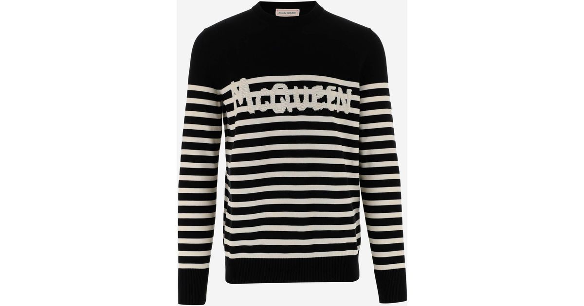 Alexander McQueen Cotton Sweaters in Black/Ivory (Black) for Men 