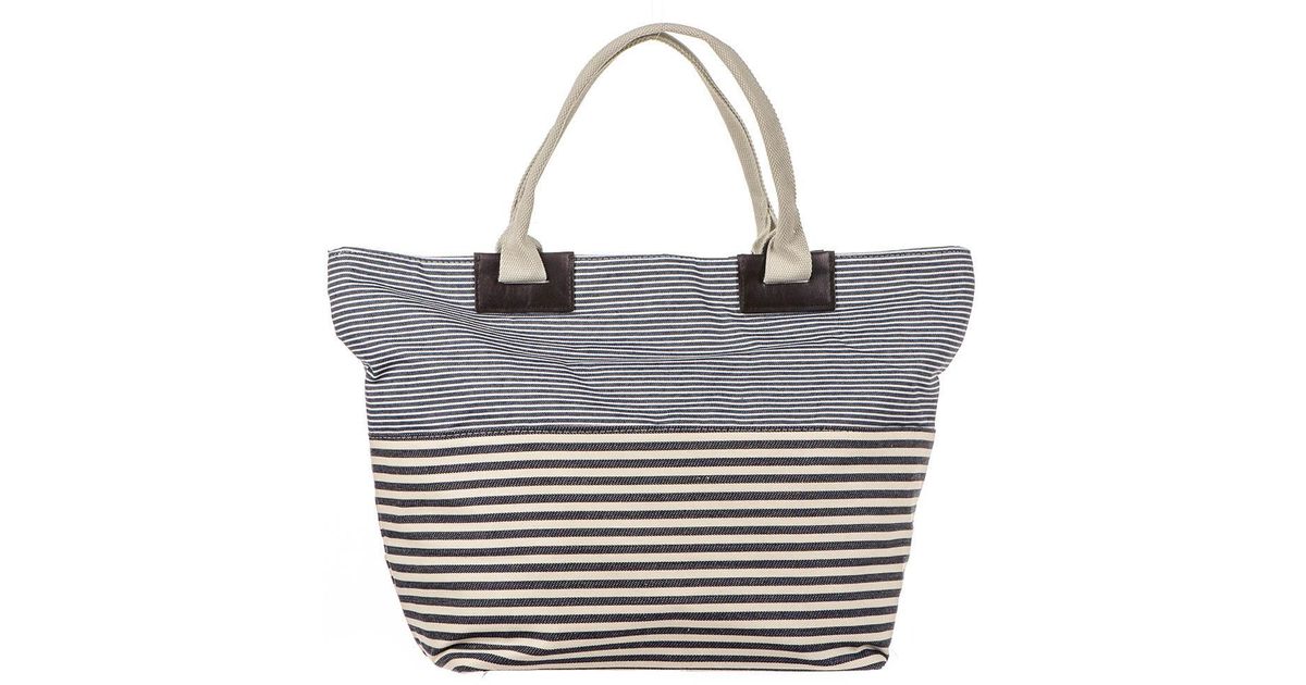 striped beach bag
